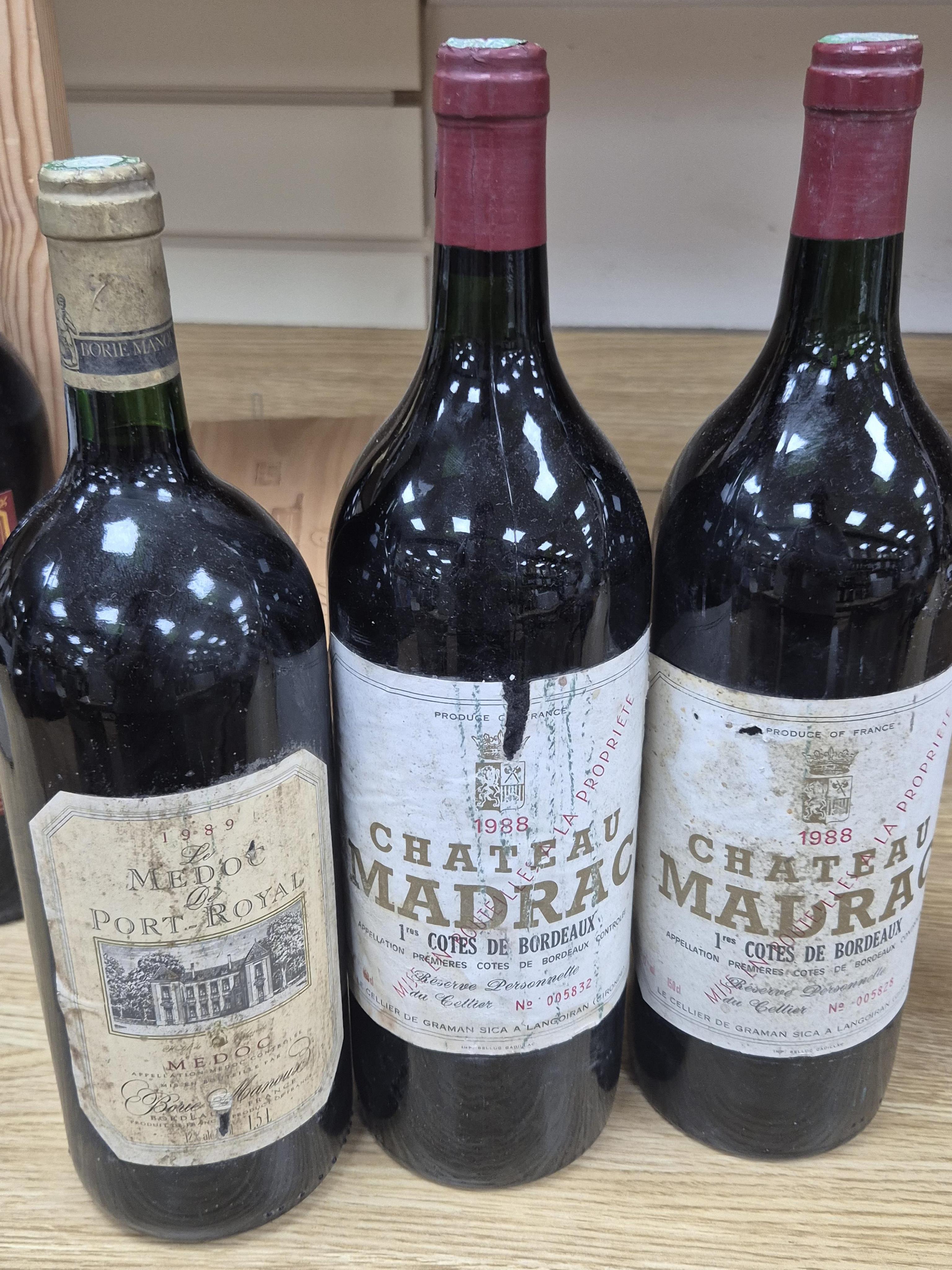 A magnum of Chateau Barreyres haut medoc, 2008, cased and four other magnums of red Bordeaux